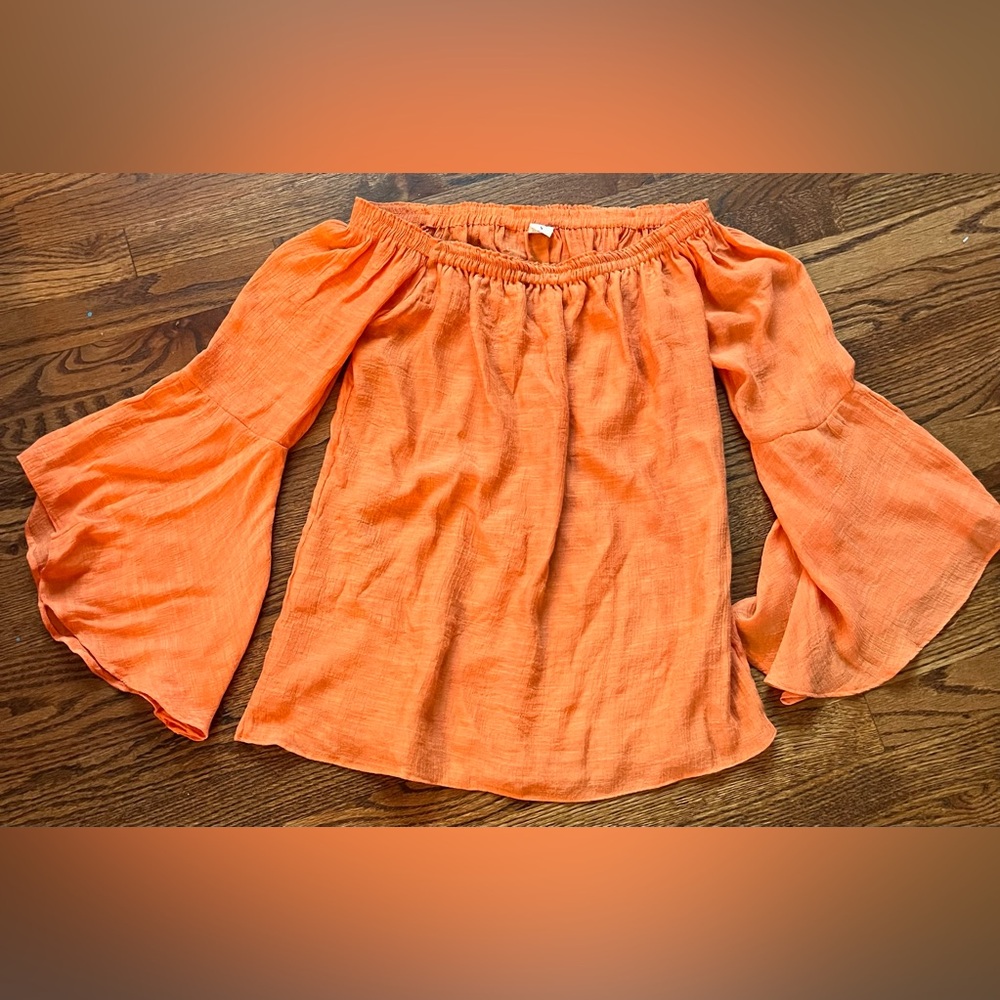 Orange Relaxed Ruched Blouse